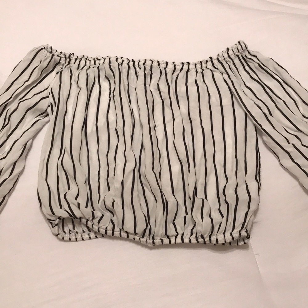 Brandy Melville Long Sleeve Striped Crop Top